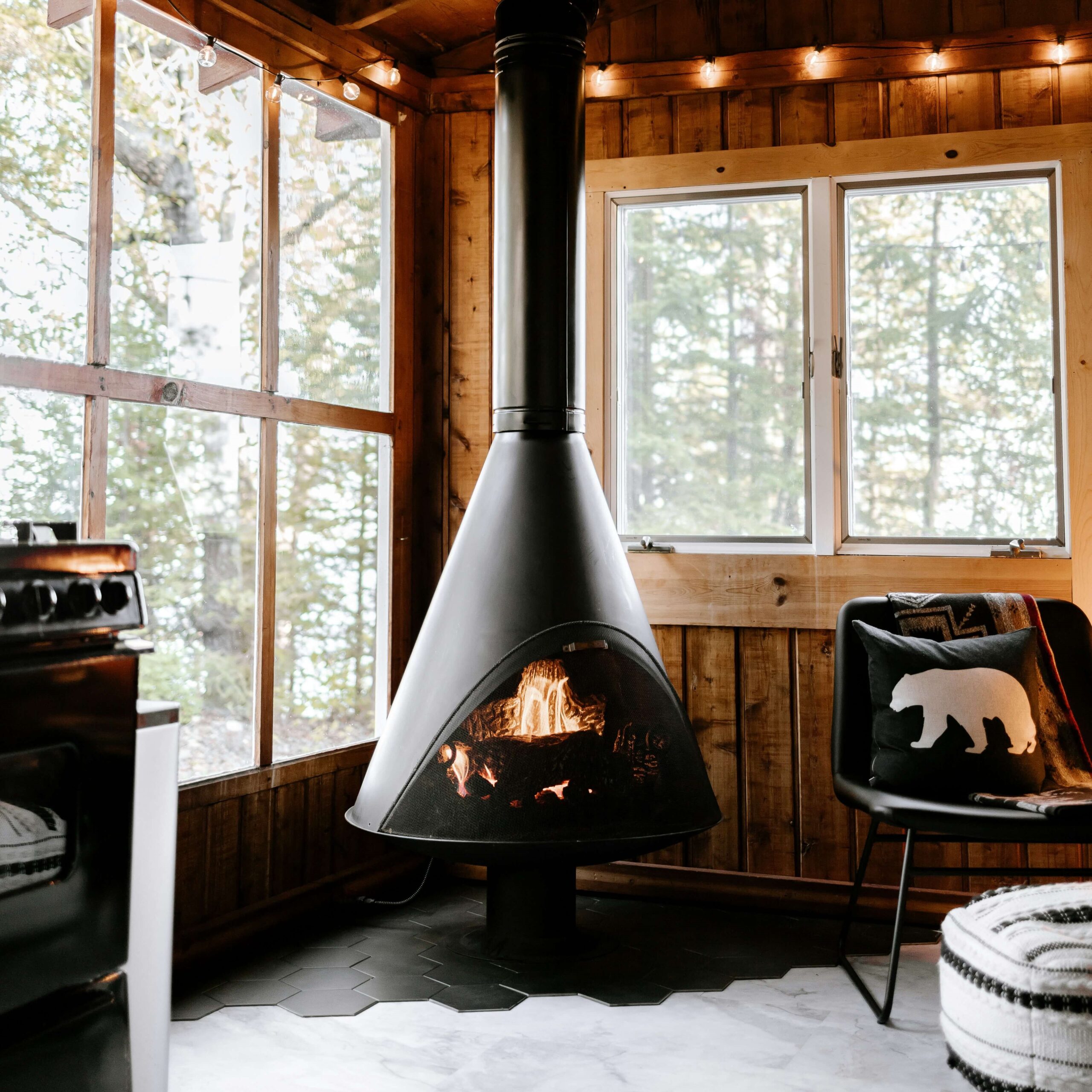 cozy cabin with fireplace