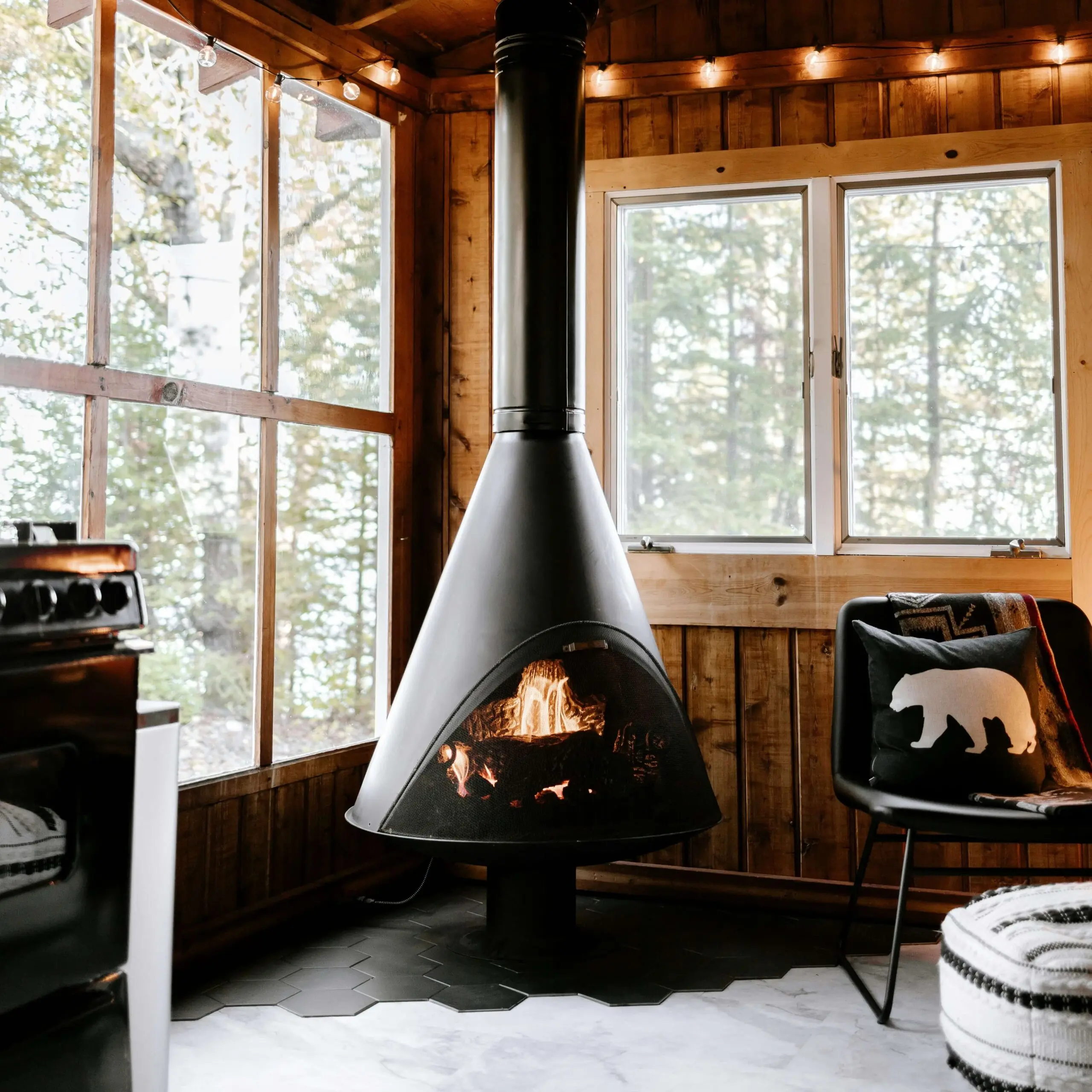 cozy cabin with fireplace